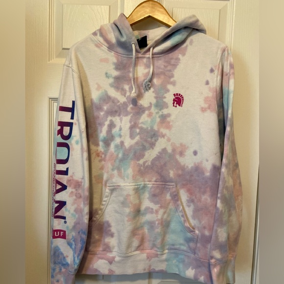 HUF x Trojan Tye Dye Hoodie Mens M Purple - Picture 1 of 7